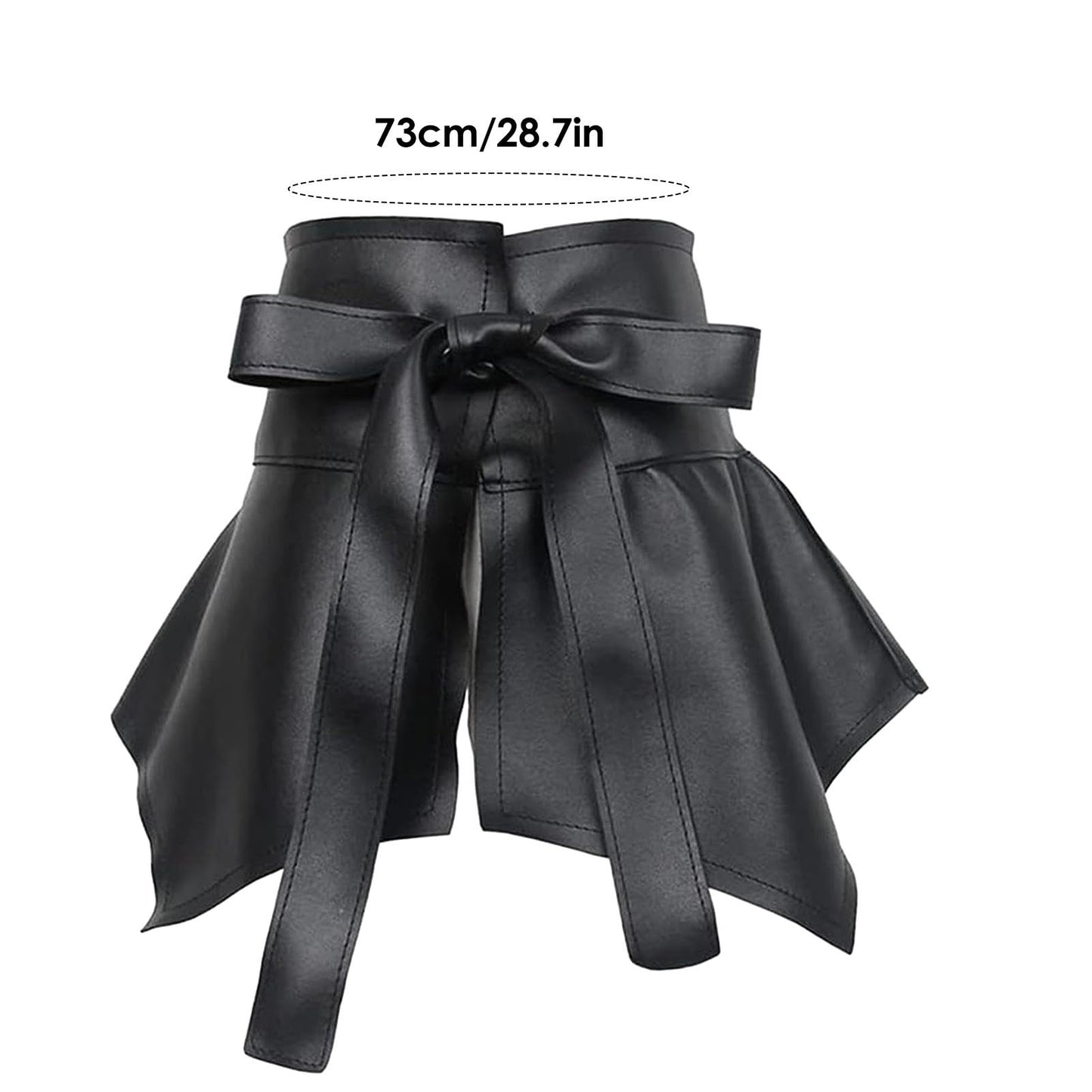 EsEico Women's PU Leather Ruffle Peplum Waist Cinch Belt, Skirt Wide, Black