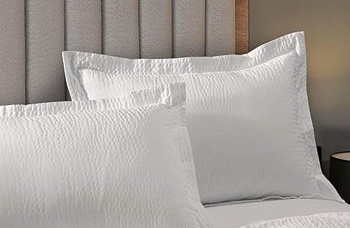 Courtyard by Marriott Textured Pillow Sham - 1 Decorative Pillow Sham with Wash-Activated Ripple Texture Exclusively for Courtyard - White (Standard)