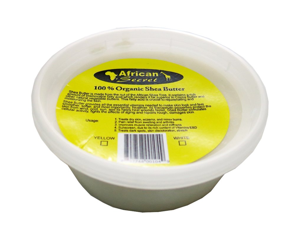 AFRICAN SECRET 100% Organic Shea Butter Yellow, 8 Oz (FC-40351)