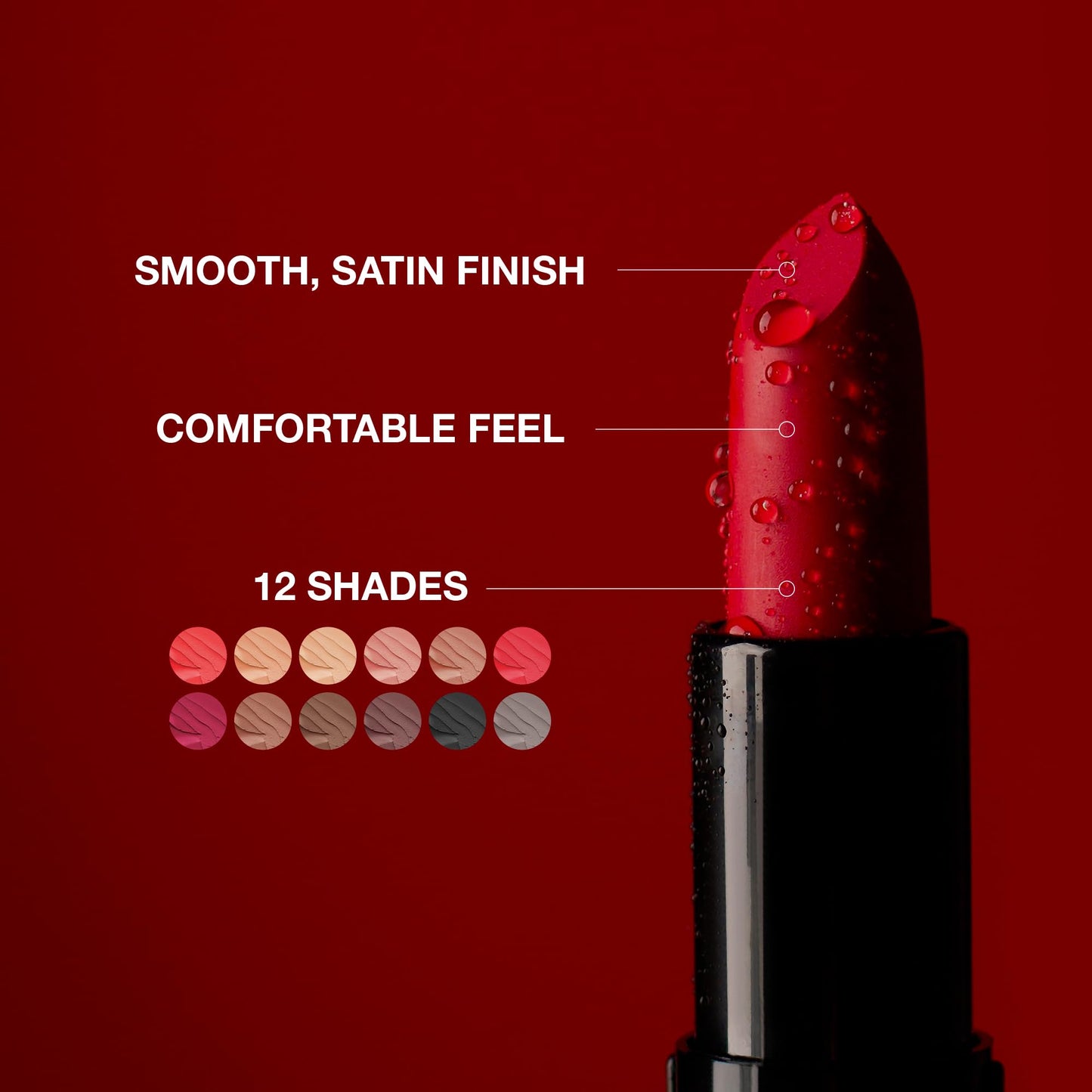 Kiss New York Professional Rich Pigmented Lipstick, Smooth Satin Finish, Long Lasting, Infused with Shea Butter and Vitamin E (Warm Blush)