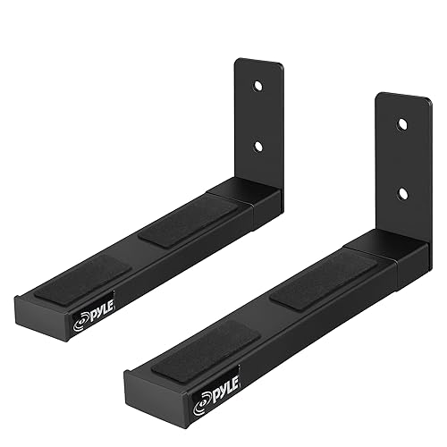 Pyle Adjustable Speaker Wall Mount Brackets - 2 Pack Extendable Steel Arms for Center Channel, Small or Large Speakers & Soundbars - 110 lbs…