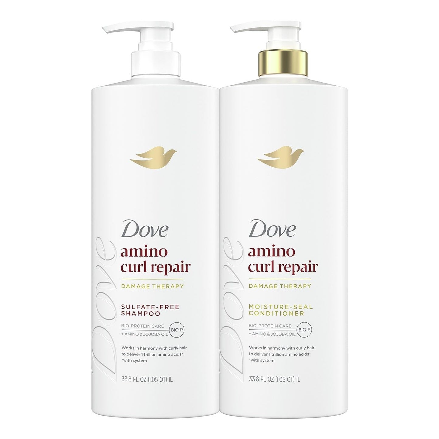 Dove Amino Curls Shampoo and Conditioner, 33.8 Fluid Ounce (Pack of 2)