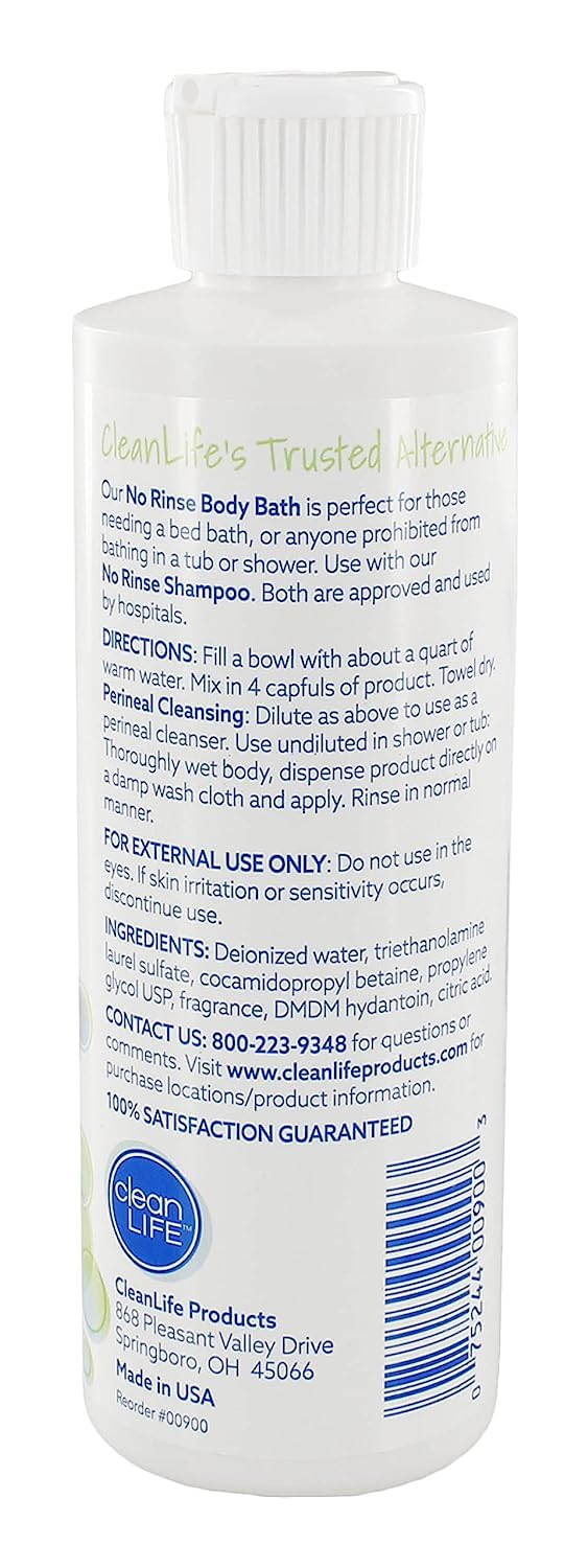 No-Rinse Body Bath, Concentrated, Scented, 8 oz. Bottle, 4 Count Beauty & Personal Care No-Rinse