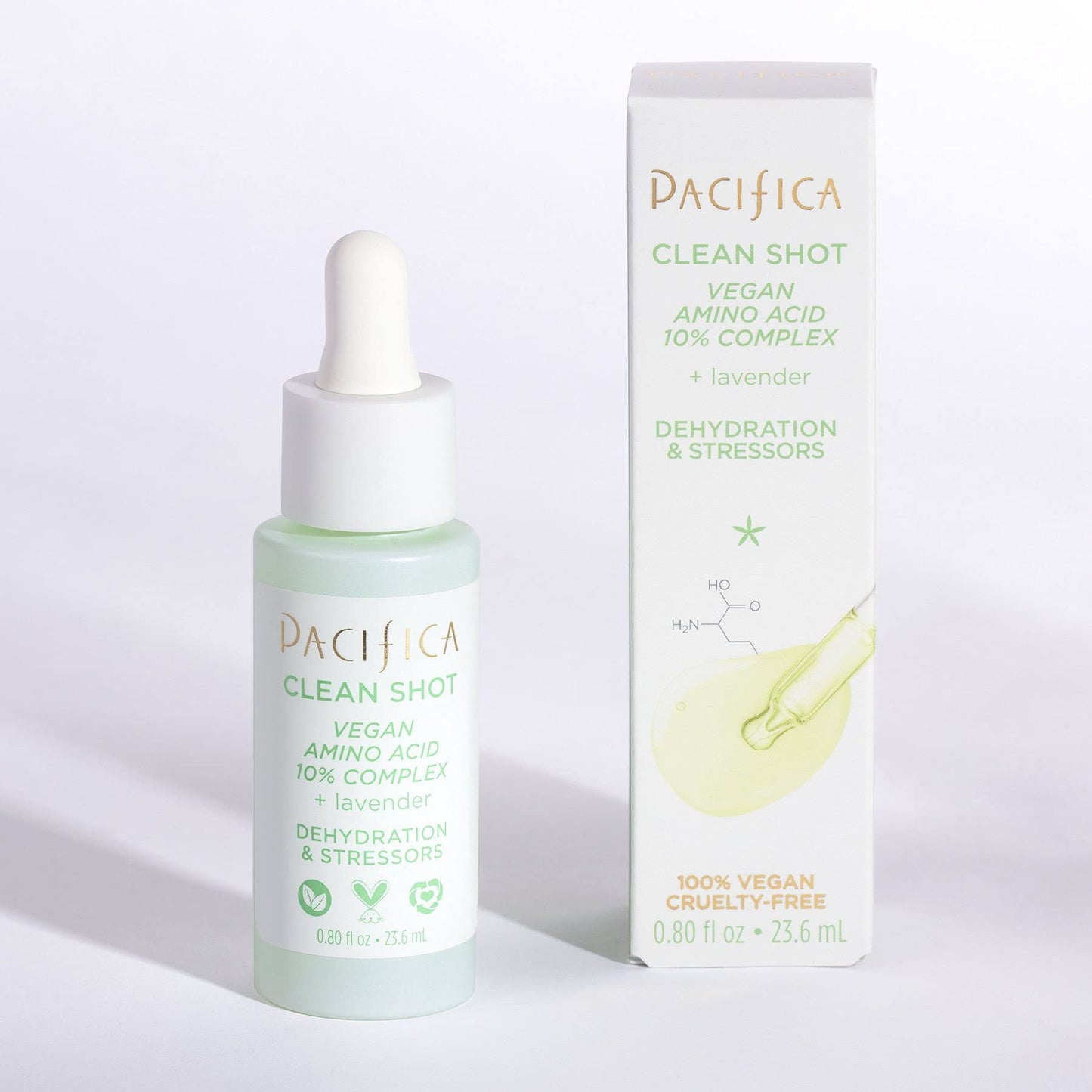 Face Serum by Pacifica - Clean Shot Vegan Amino Acid 10% Complex10% Solution l - Balancing Facial Serum for Oily & All Skin Types, Vegan