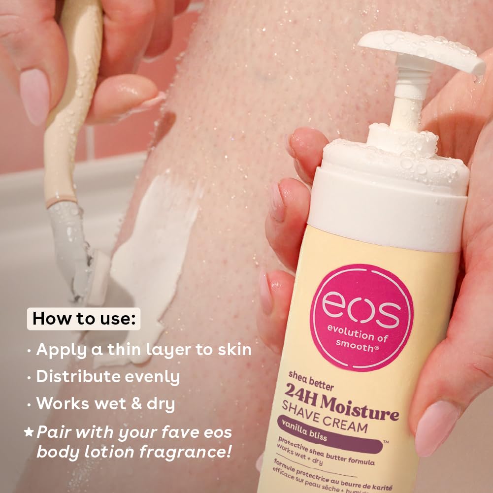 eos Shea Better Shaving Cream for Women- Vanilla Bliss, 24-Hour Hydration, Skin Care & Lotion with Shea Butter, 7 fl oz, 3-Pack Beauty and Personal Care eos