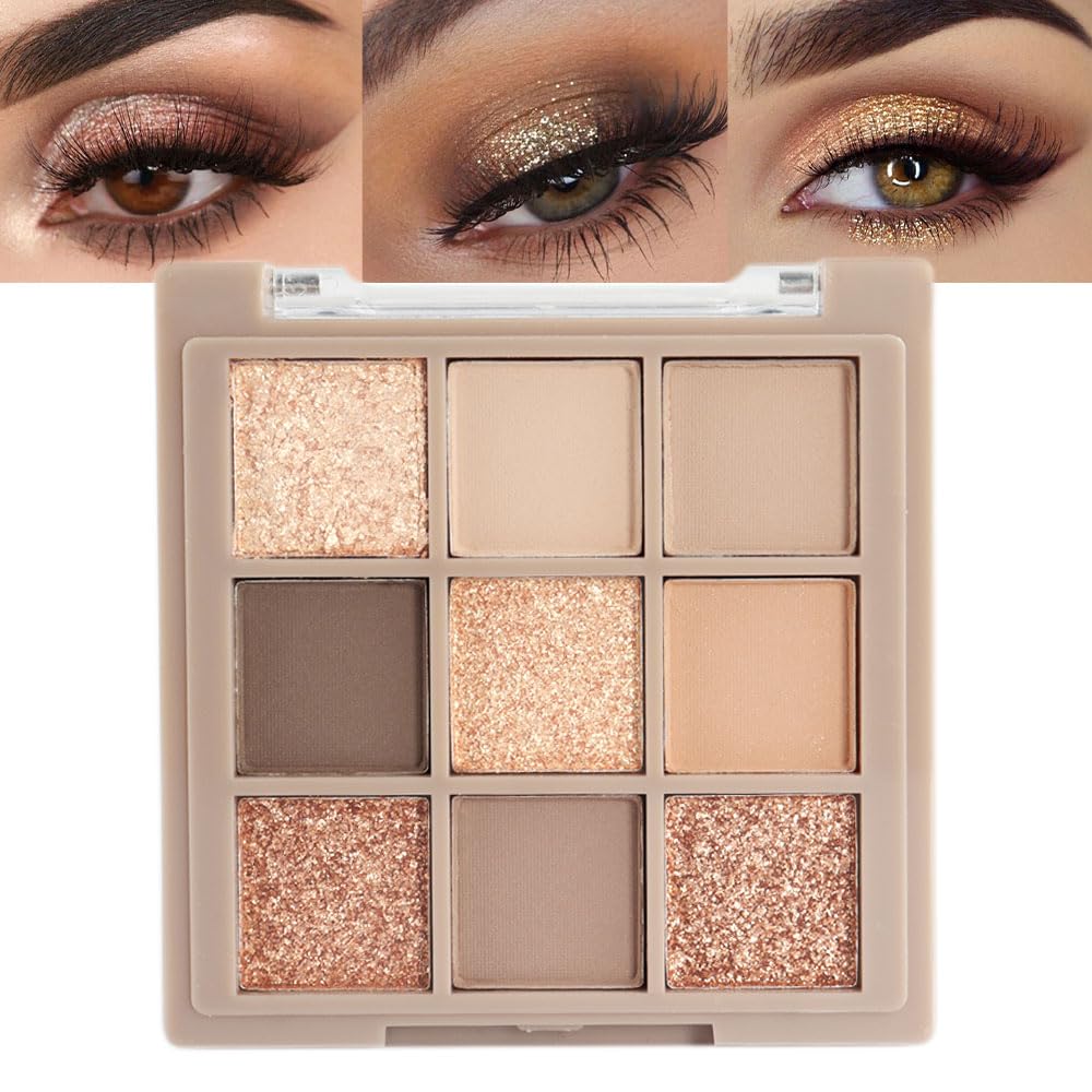CAKAILA Eye Shadow Palette Makeup,9 Colors Gold Matte Shimmer Vegan Eyeshadow,Long Lasting Waterproof Naturing-Looking make up pallets Beauty and Personal Care CAKAILA Default Title