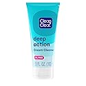 Clean & Clear Oil-Free Deep Action Cream Facial Cleanser, Cooling Daily Face Wash for Deep Pore Cleansing of Acne-Prone Skin, 6.5 oz (Pack of 2)