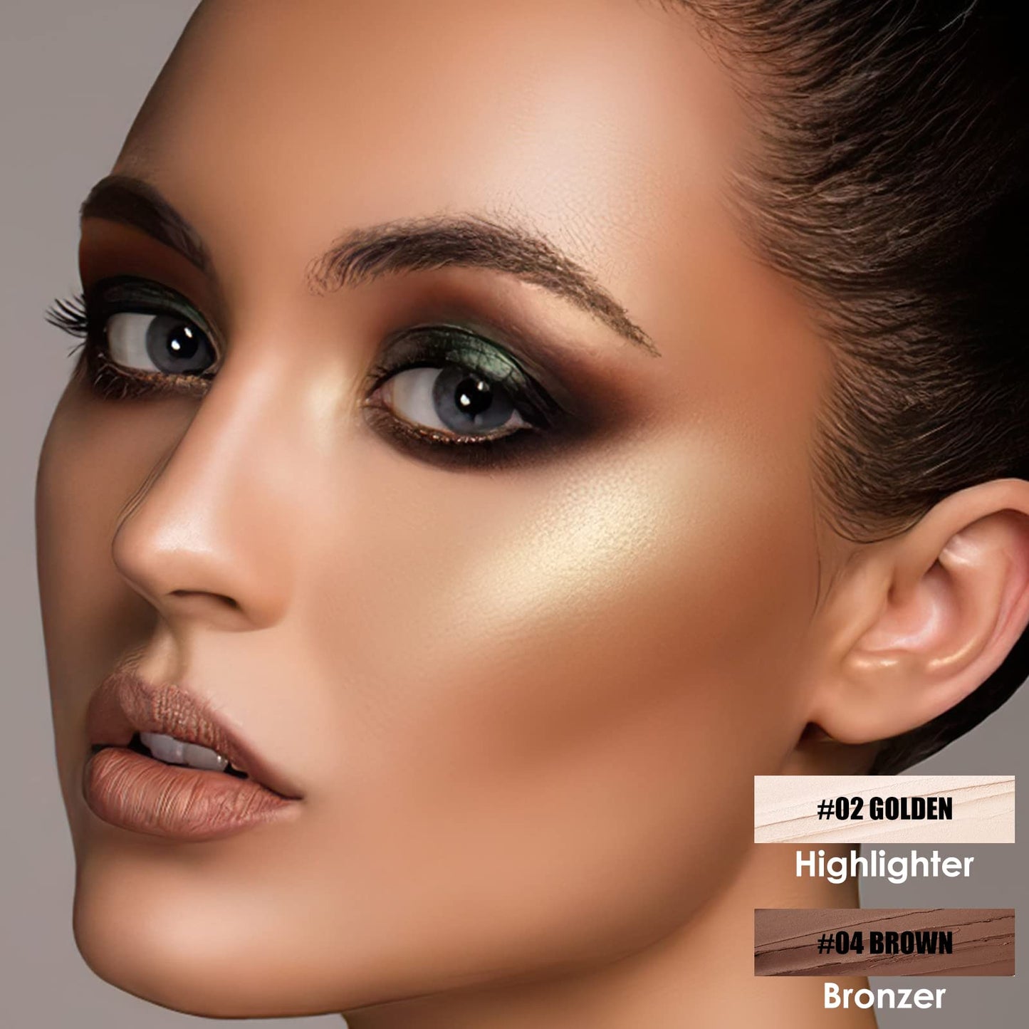 FOCALLURE 2 Pcs Contour Foundation Stick, Highlighter & Bronzer Pen, Face Brightens & Shades Pencil, Highlighting Shade Longwear Makeup, Highlight