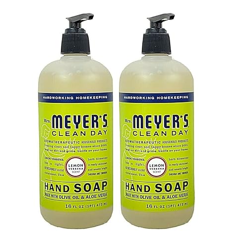 Mrs. Meyer's Lemon Verbena Liquid Hand Soap, Cruelty-Free and Hand Wash Formula Made with Essential Oils,16 oz. (Pack of 2)