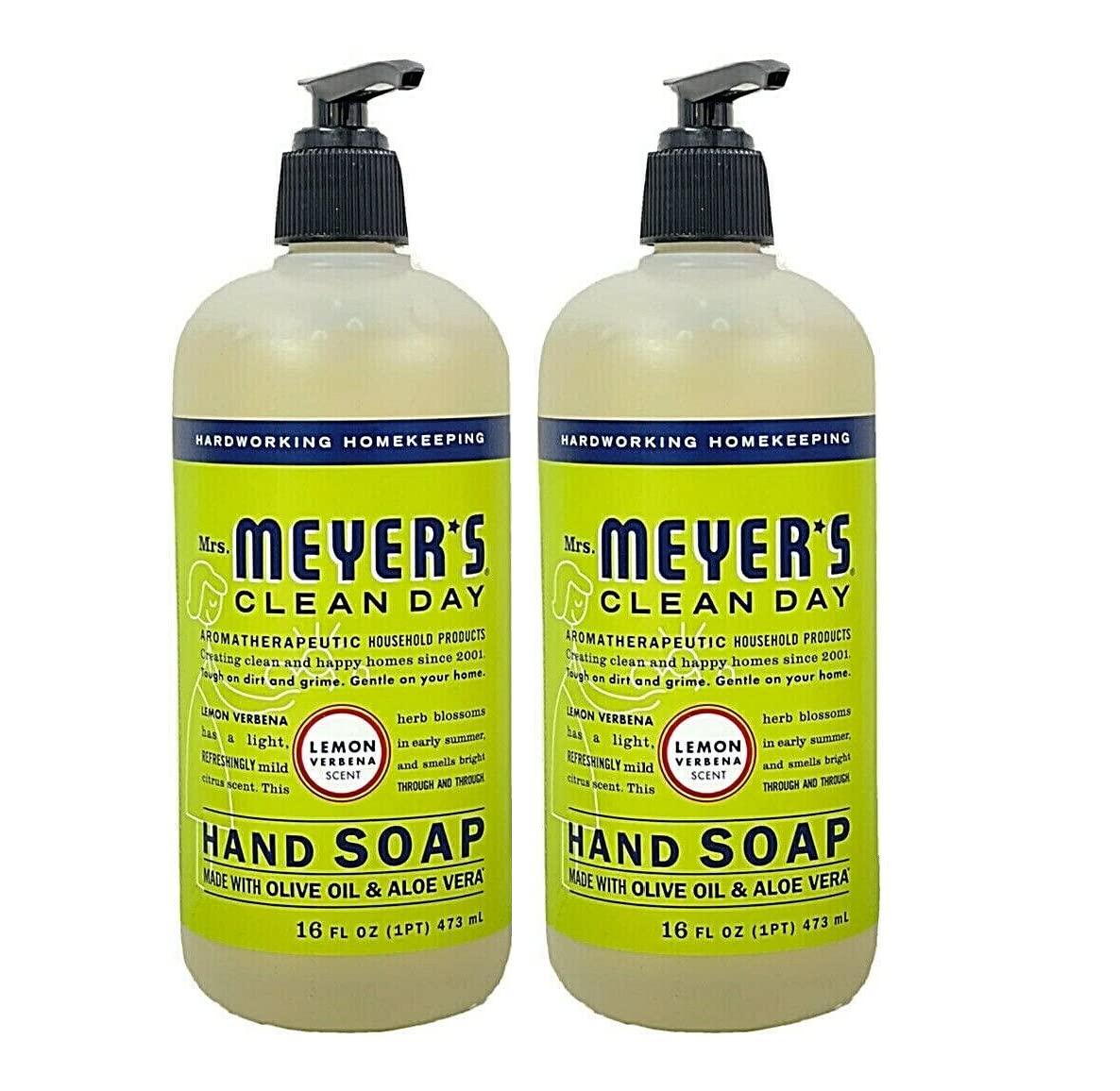 Mrs. Meyer's Lemon Verbena Liquid Hand Soap, Cruelty-Free and Hand Wash Formula Made with Essential Oils,16 oz. (Pack of 2)