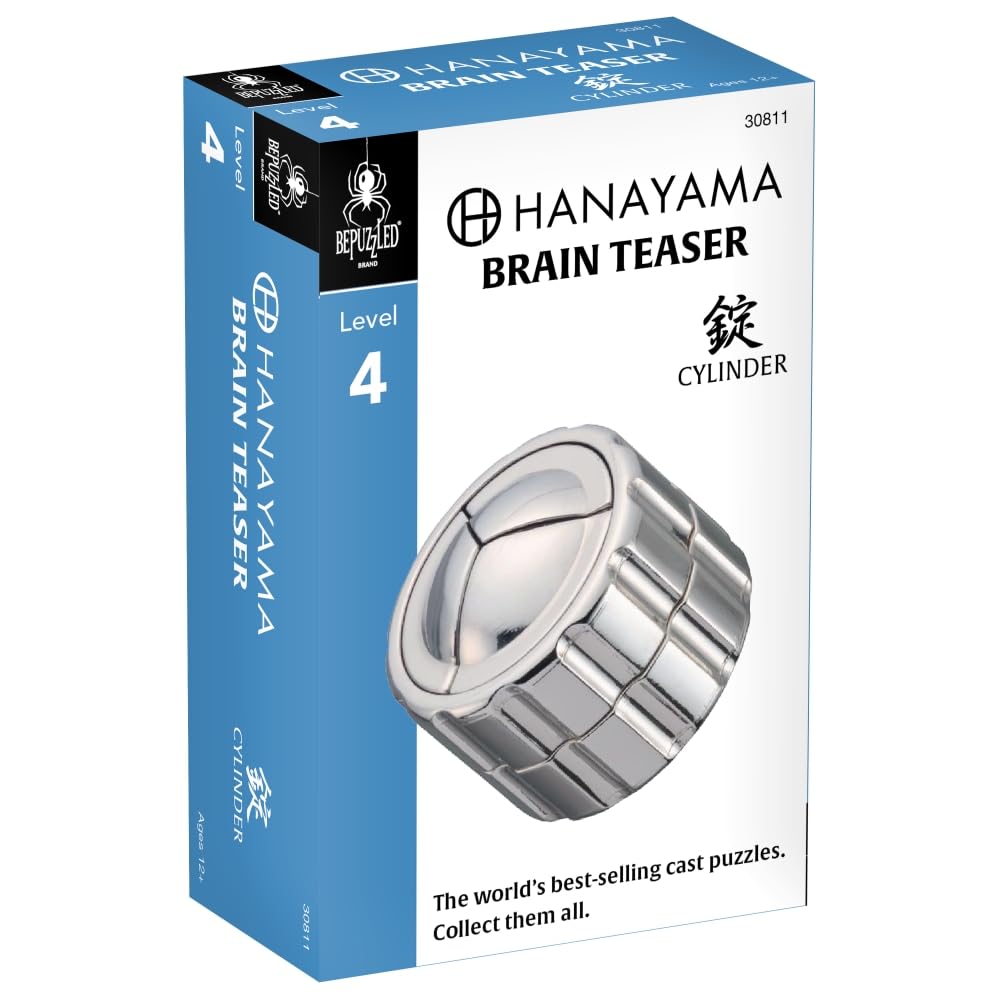 BePuzzled |Cylinder Hanayama Metal Brainteaser Puzzle Mensa Rated Level 4, for Ages 12 and Up