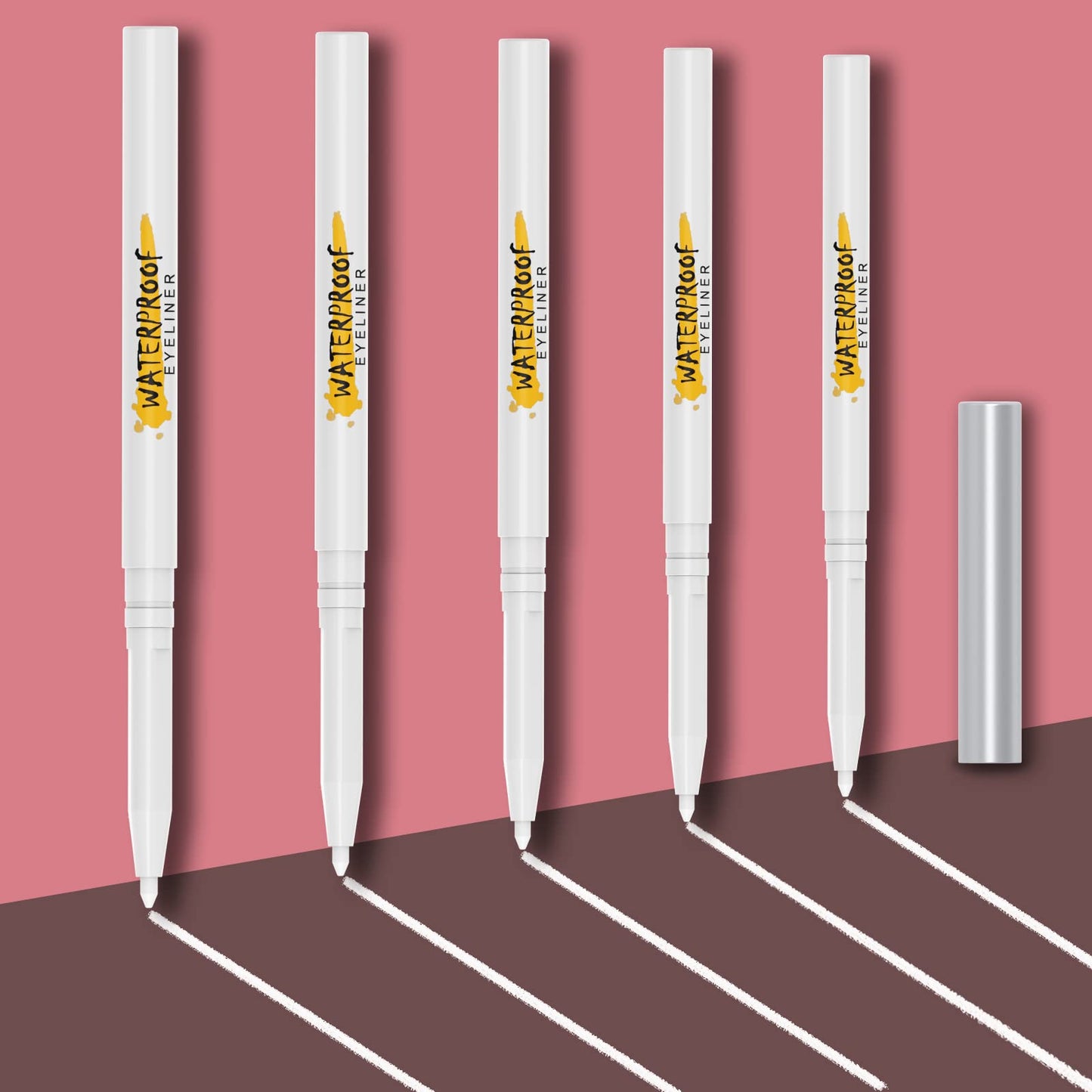 KAIQIKAIXI 5Pcs White Eyeliner Pen, Eyebrow,Eye Shadow Pencil, Lip Line Pen, Eyelid Pad, Pencil Makeup Set Tool
