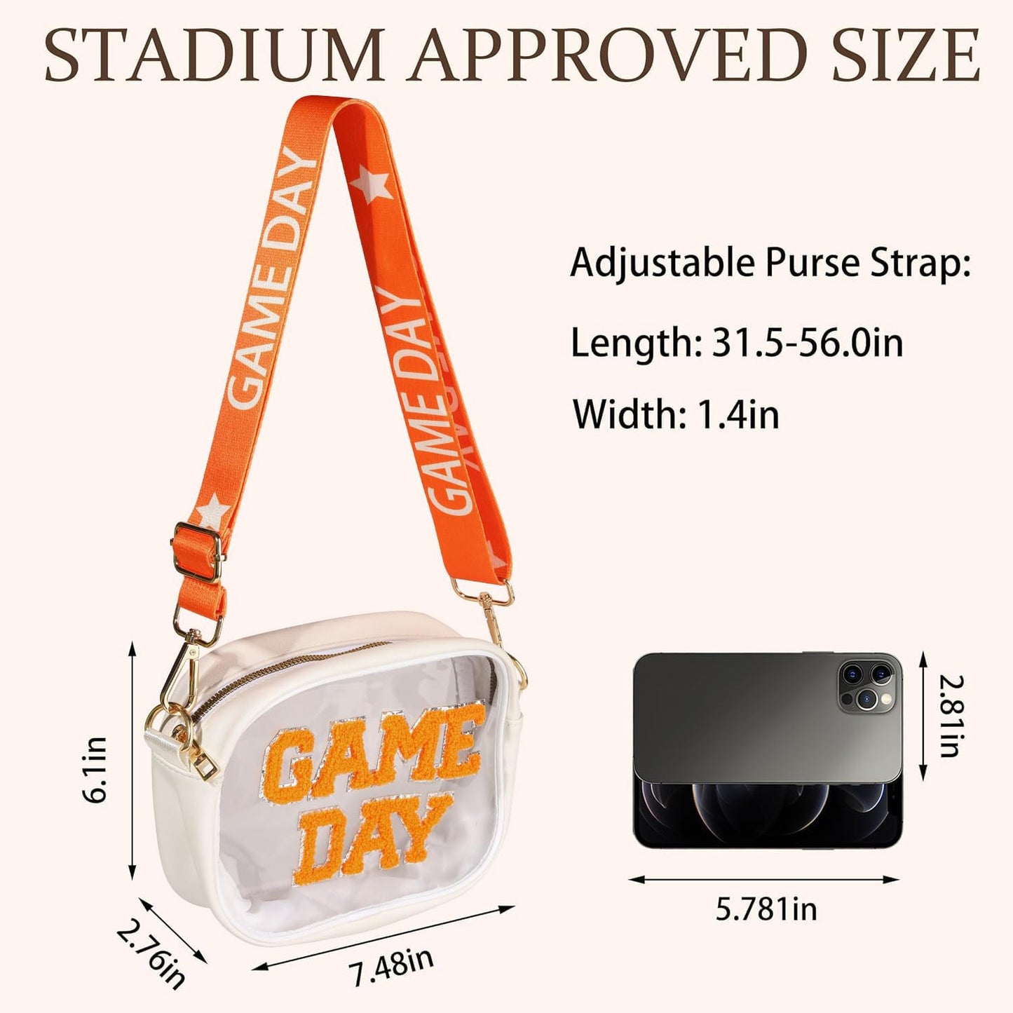 Game Day Clear Bag for Women Crossbody Transparent Bag for Football Baseball