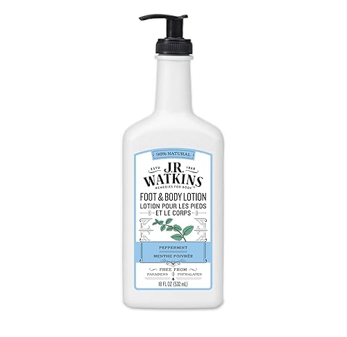 J R Watkins Foot & Body Lotion, Peppermint, 18 fl oz (532 ml)