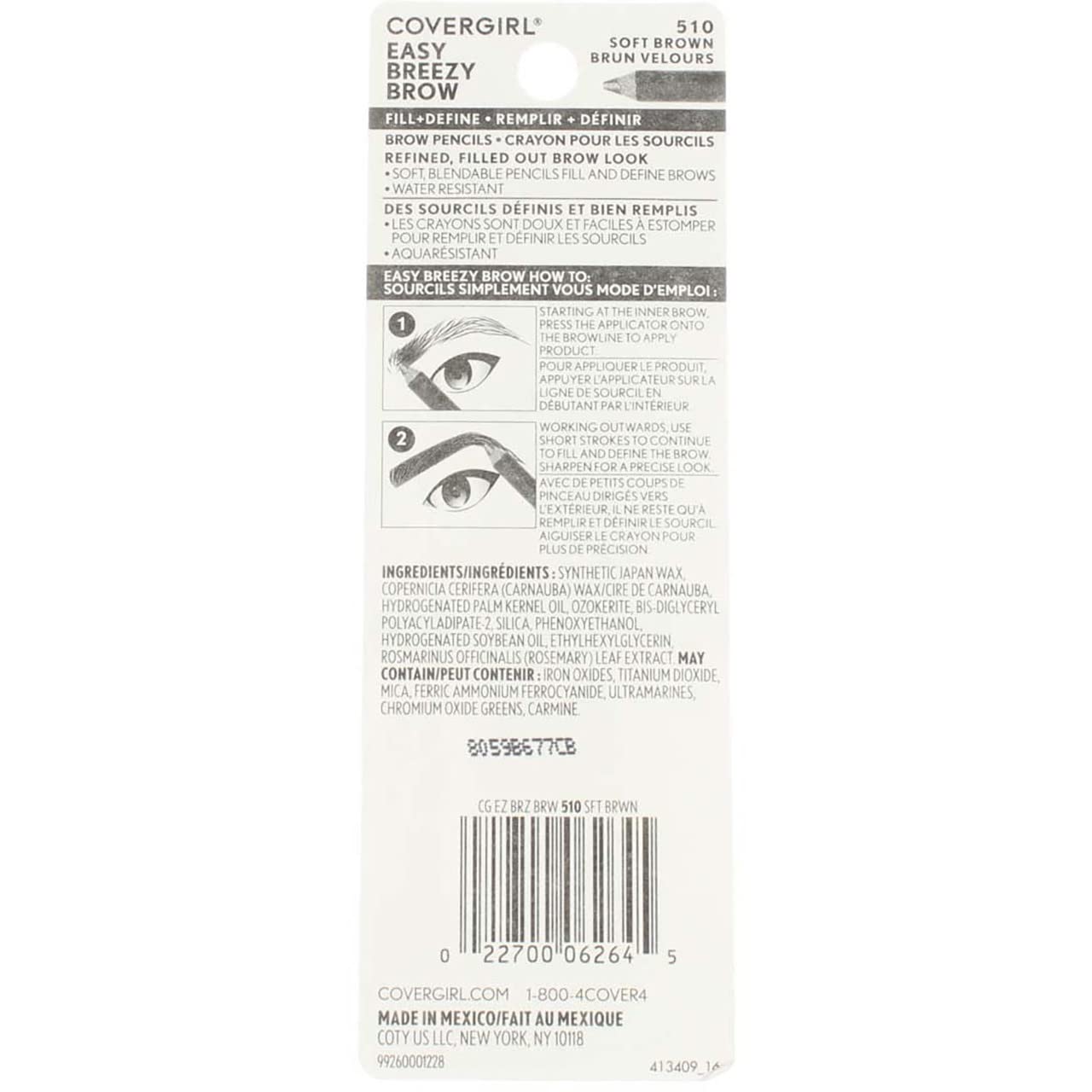 CoverGirl Brow & Eye Makers Brow Shaper & Eyeliner, Soft Brown 510, .06 oz (Pack of 4)