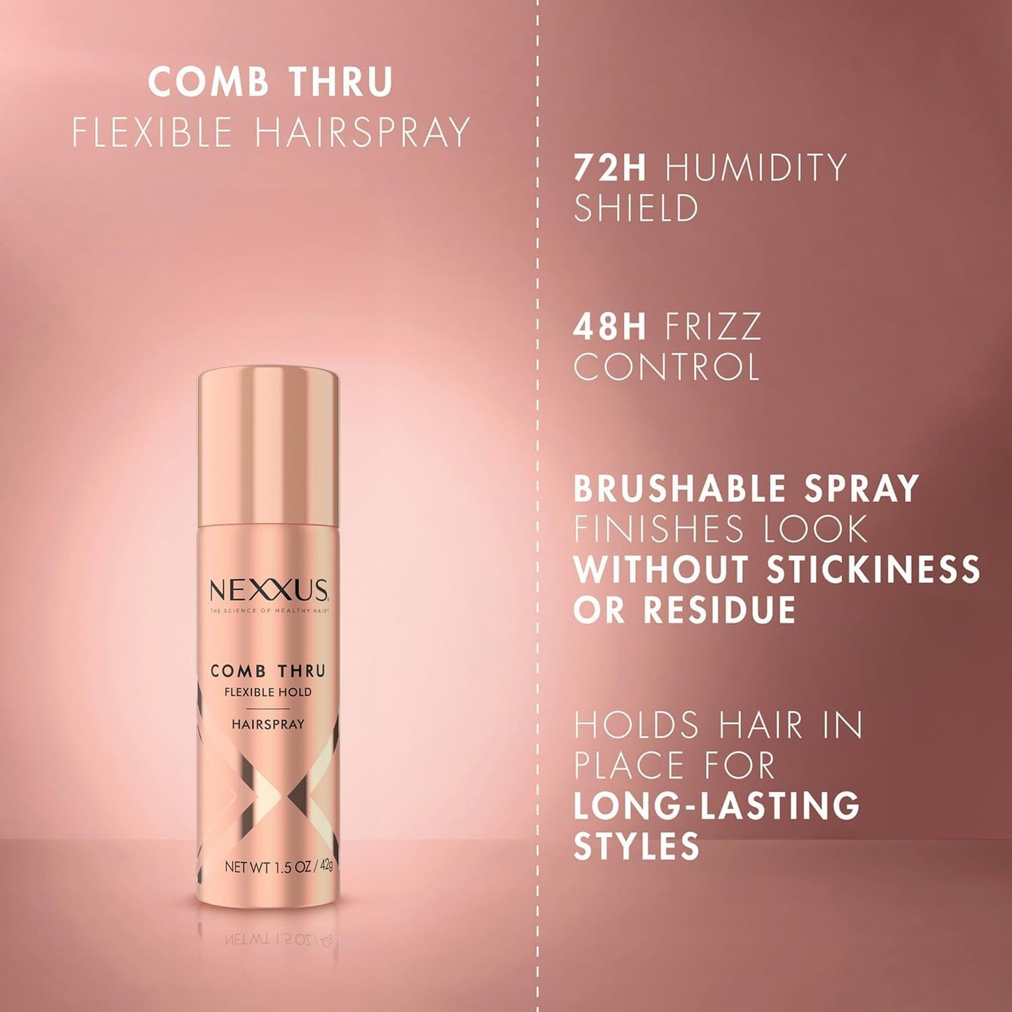 Nexxus Comb Thru Finishing Mist Hair Spray, Volume Spray, Hair Mist, Lightweight Hairspray 1.5 Ounce (Pack Of 3 Packaging may vary)