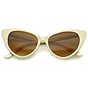 zeroUV - Women's Retro Oversized High Point Cat Eye Sunglasses 54mm (Creme/Amber)
