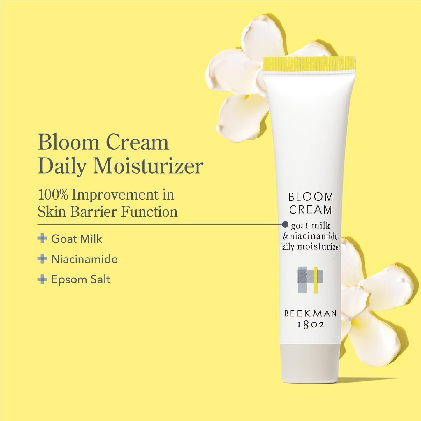 Beekman 1802 Bloom Cream Goat Milk Face Moisturizer, 15mL - Lightweight, Gentle, Deeply Hydrating & Nourishes Skin Barrier - All Skin Types - Cruelty