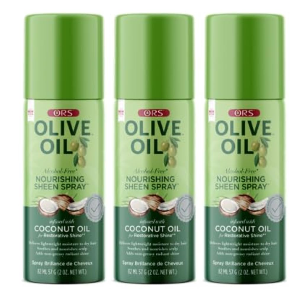ORS Olive Oil Nourishing Sheen Spray Infused with Coconut for Restorative Shine Alcohol Free 2 Ounce (Pack of 3)