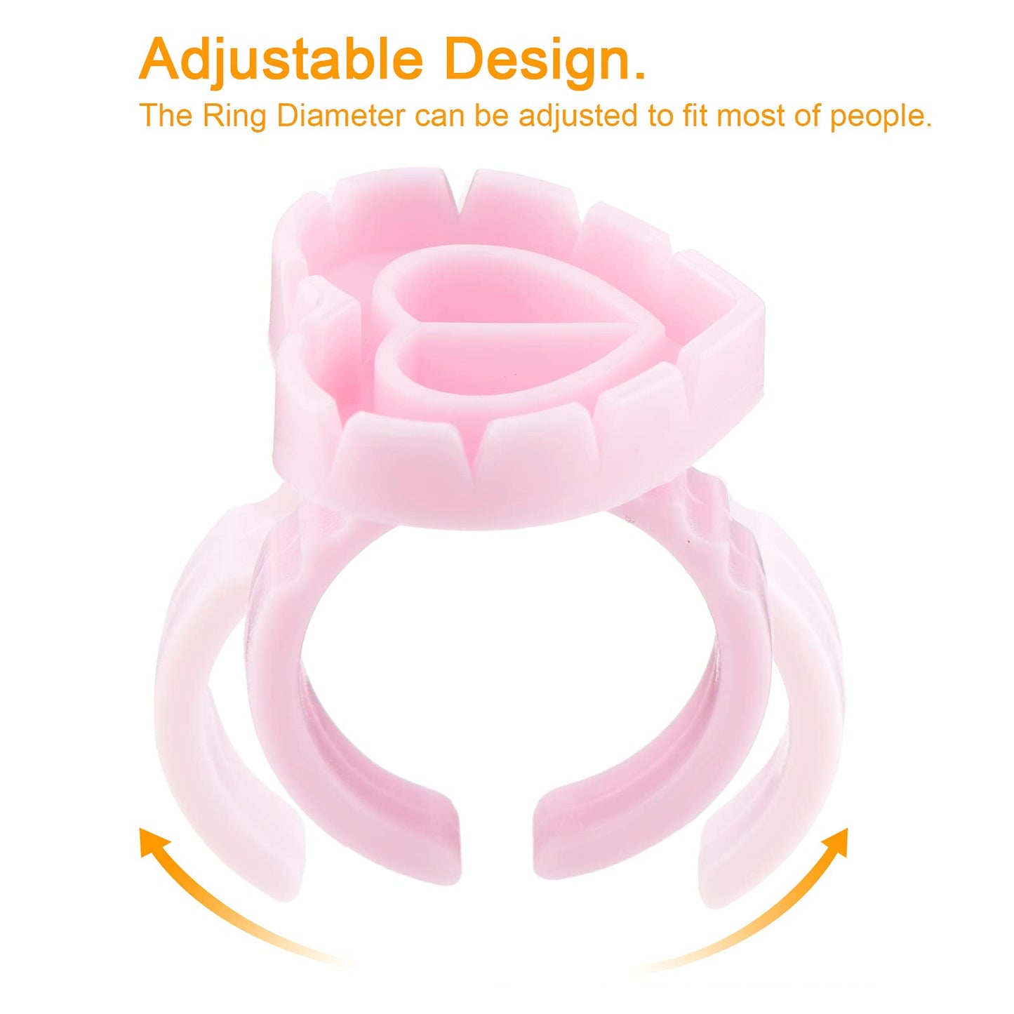 POCMKO 300PCS Heart Shape Eyelash Extension Rings, Lash Glue Cup for Volume Lashes Fan, Eyelash Extension Lash Rings