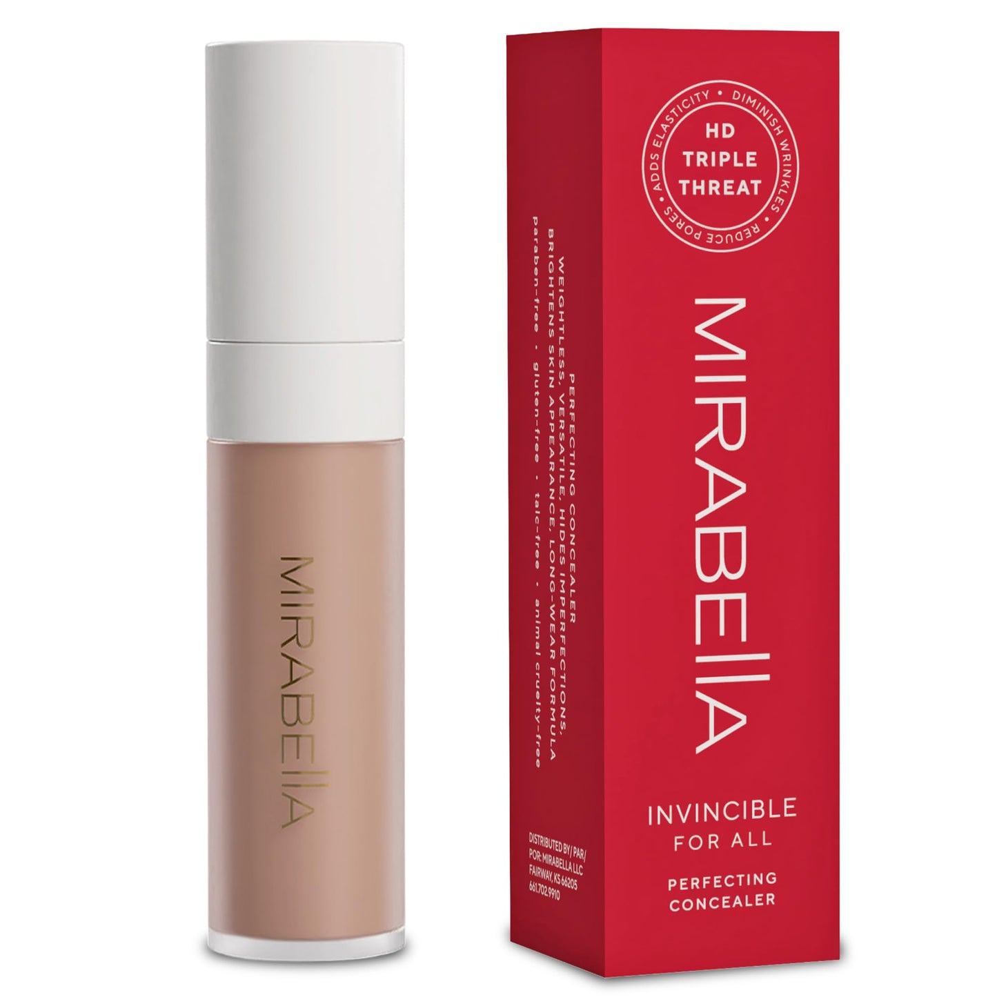 Mirabella Invincible For All Perfecting Under Eye Concealer Full Coverage - Hydrating Makeup Concealer for Dark Circles, Fine Lines & Wrinkles