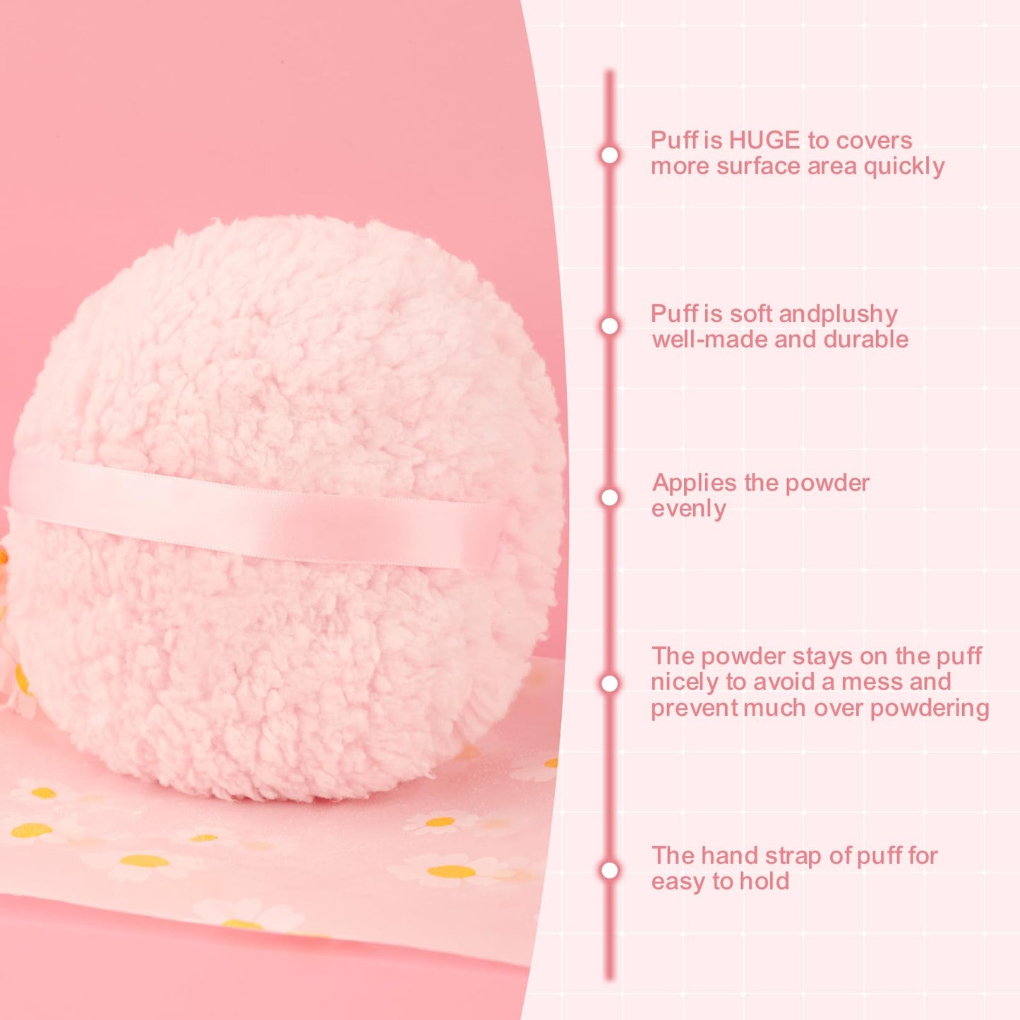 WSYUB Powder Puff, 6'' Powder Puff for Body Powder,Body Powder Puffs and Container,Oversize Dust Puffs for Women Beauty and Personal Care WSYUB