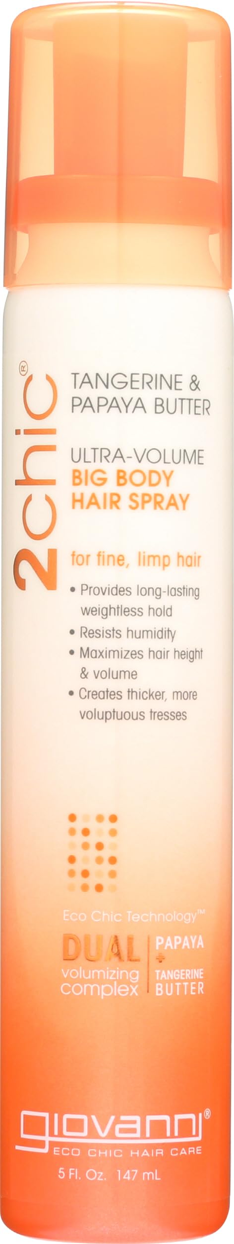 GIOVANNI 2chic Ultra-Volume Big-Body Hair Spray - Daily Volumizing Formula with Papaya & Tangerine Butter, Promotes Weightless Control for Fine Limp