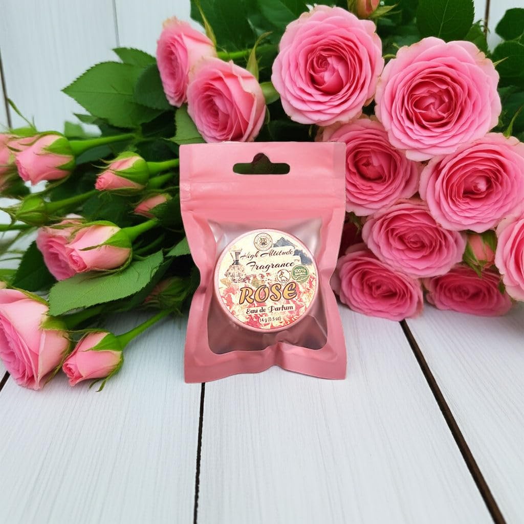 ROSE Perfume - Eau de Parfum - Solid Balm - Natural Essential Oils Aromatherapy Fragrance (Tea Rose, De Mai, Otto, Rosa Damascena, Centifolia