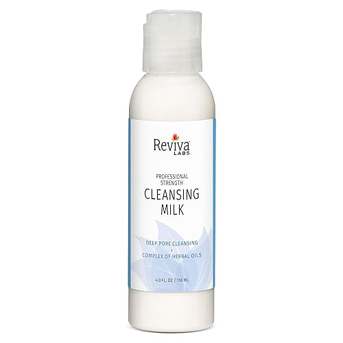 Reviva Labs Cleansing Milk - Gentle Facial Cleanser for Sensitive Skin with Aloe & Botanical Oils - Hydrating Milky Cleanser & Makeup Remover - Vegan