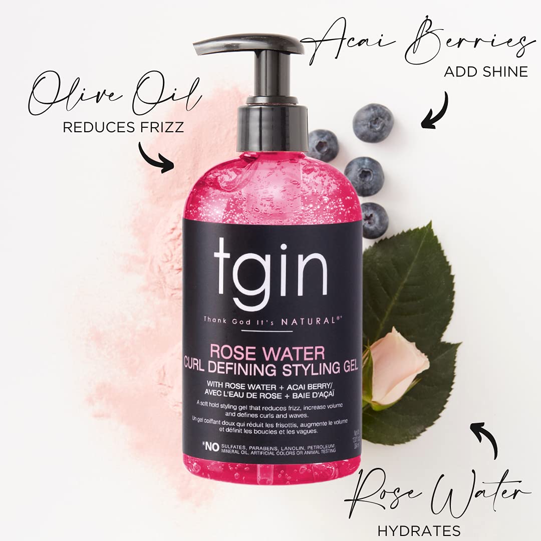 tgin The Styling Package: Rose Water Leave In Conditioner, Defining Gel and Mousse - Gift Set - Curls - Color safe - Wavy - Detangle - Low Porosity