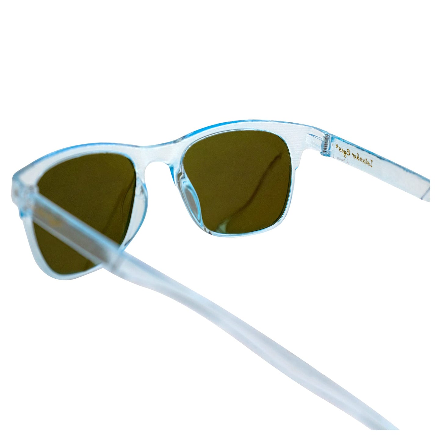 Islander Eyes Tahiti Polarized Sunglasses for Women Fashionable Crystal Blue Frame w/Blue Mirror Lens