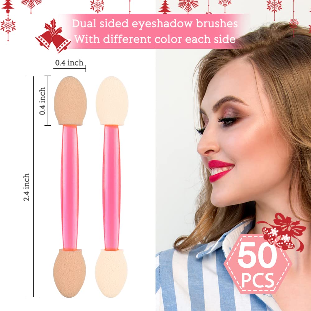 MORGLES 50Pcs Disposable Eyeshadow Brushes, Dual Sides Eyeshadow Sponge Applicators, Sponge