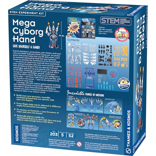 Thames & Kosmos Mega Cyborg Hand STEM Kit – Build Your Own Hydraulic Hand with Adjustable Grip, Learn Pneumatics & Engineering for Kids & Teens