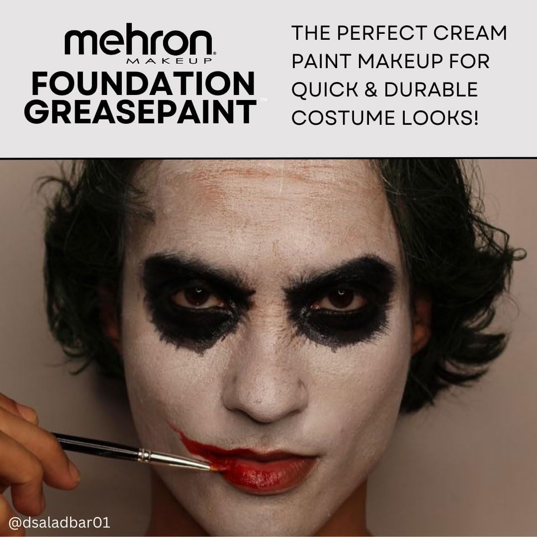 Mehron Makeup Foundation Greasepaint | Stage, Face Paint, Body Paint, Halloween Makeup 1.25 oz (38 g) (WHITE)