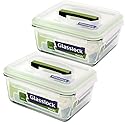 Glasslock Airtight Anti Spill Rectangular Handy Food Container set of 2 Tempered Glass 1800ml/7.6cup RP601 Microwave Safe