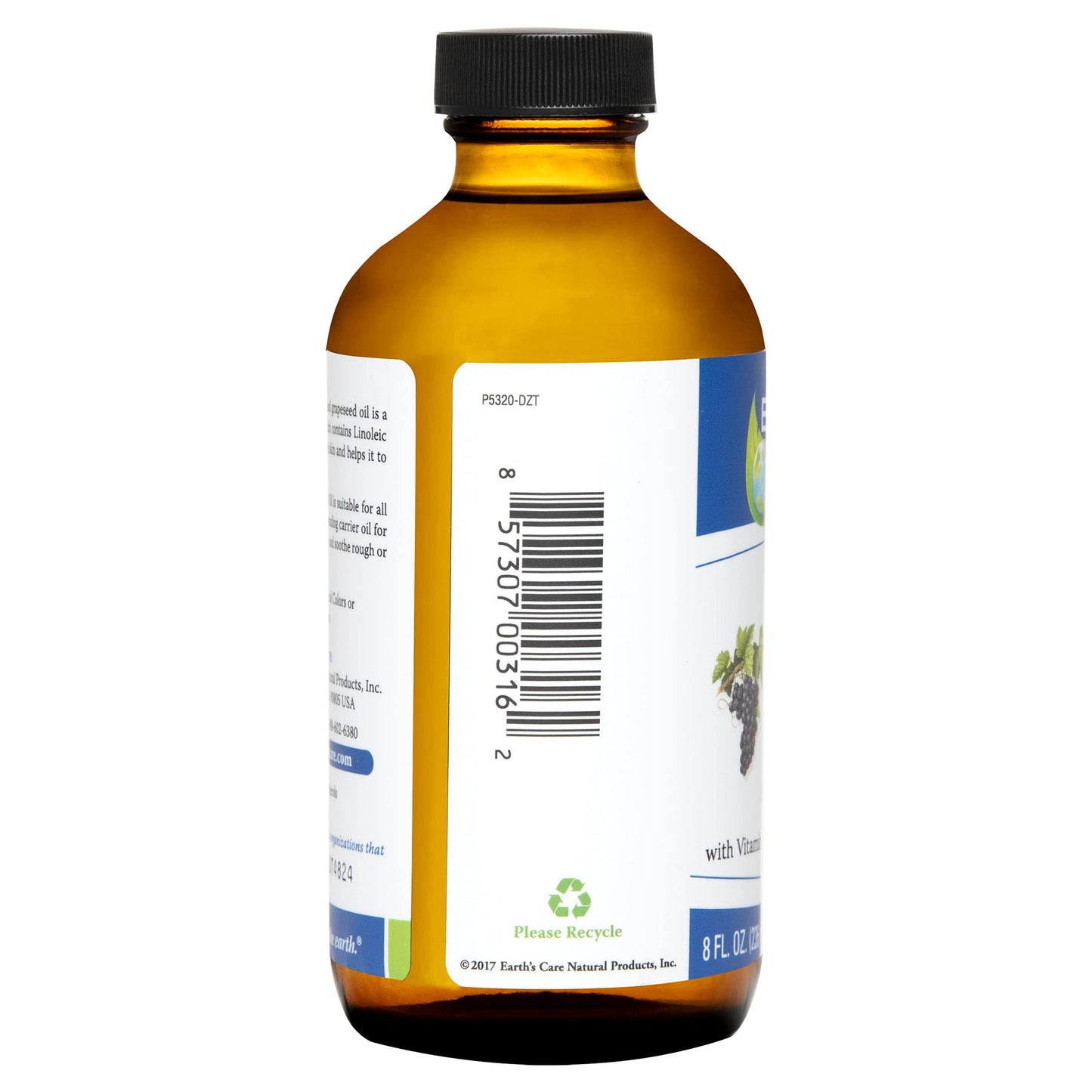 Earth’s Care Grapeseed Oil - Natural Expeller Pressed Grapeseed Oil for Skin and Hair - Lightweight Body Oil for Dry Skin 8 FL. OZ.