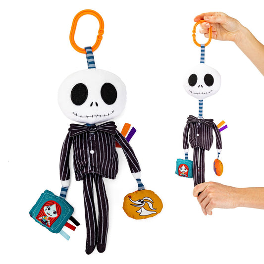 KIDS PREFERRED Disney Baby Nightmare Before Christmas Jack Skellington On The Go Activity Toy with Crinkle, On The Go Clip, Bell Chime and Ziggle
