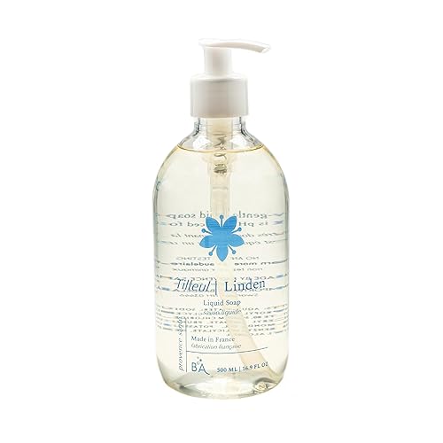 Provence Sante Natural Liquid Soap - Moisturizing Almond Oil Hand Soap with Fresh Linden Blossom Scent - Elegant Pump Dispenser for Kitchen & Bath