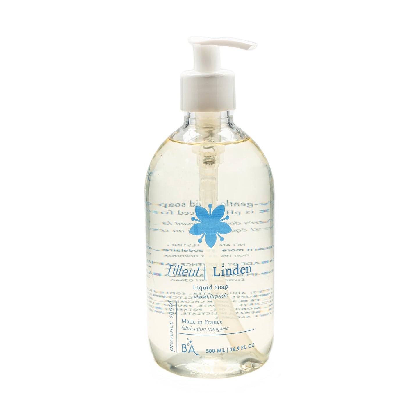 Provence Sante Natural Liquid Soap - Moisturizing Almond Oil Hand Soap with Fresh Linden Blossom Scent - Elegant Pump Dispenser for Kitchen & Bath