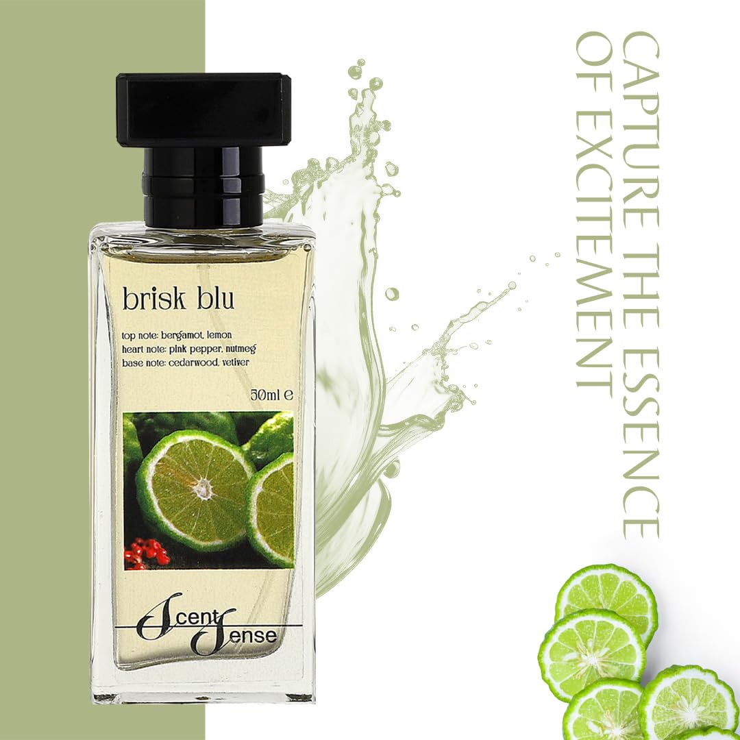 Scent Sense Brisk Blu Eau de Parfum for Men 50ML / 1.7 fl.oz | Fresh, Masculine & Long-Lasting Fragrance | Luxurious Everyday Scent