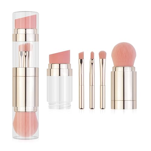 Liasun 5 In 1 Exquisite Multi-function Makeup Brushes Funny Combination Design - Blush Brush, Eyeshadow Brush, Angled Brow Brush,Blending Brush