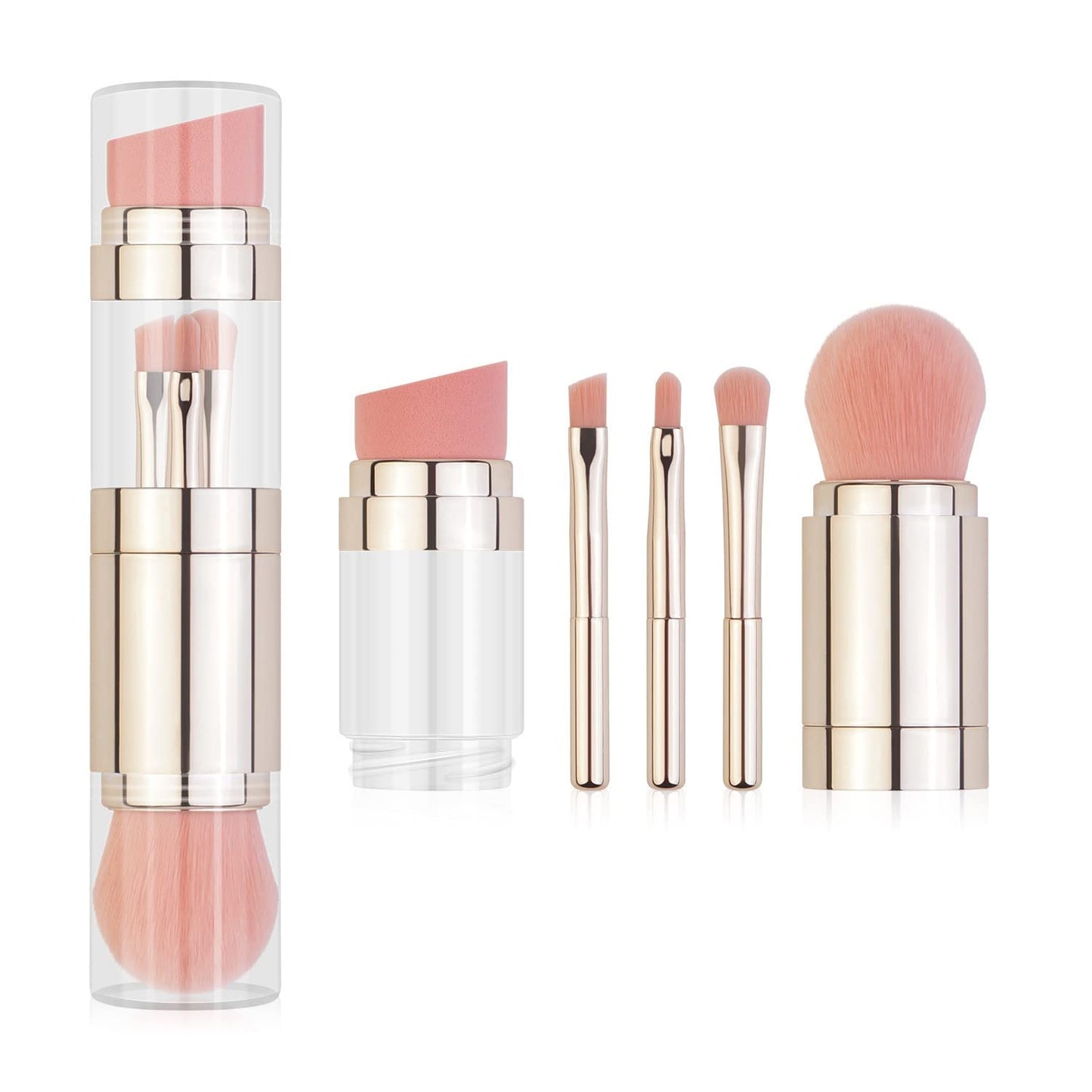 Liasun 5 In 1 Exquisite Multi-function Makeup Brushes Funny Combination Design - Blush Brush, Eyeshadow Brush, Angled Brow Brush,Blending Brush