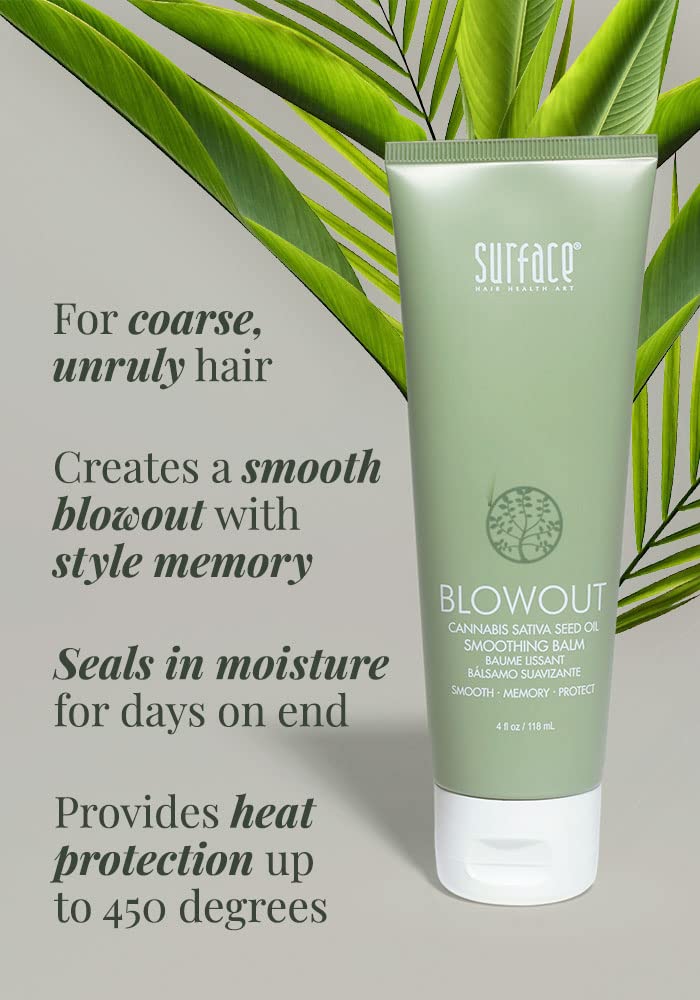 SURFACE Hair Blowout Smoothing Balm- Organic Ingredients for Women and Men, Heat-Resistant with Babassu Oil for Longer Lasting Blowouts - 4 fl oz