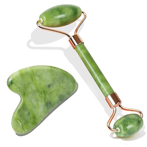 BAIMEI IcyMe Jade Face Roller & Gua Sha, Facial Beauty Skin Care Tools, Self Care Gift for Men Women, Massager for Face, Eyes, Neck, Relieve Fine