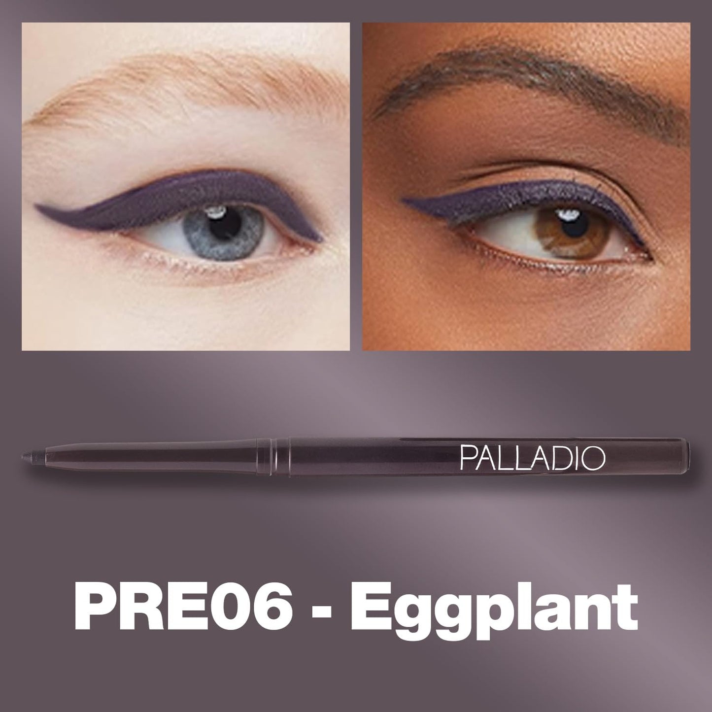Palladio Retractable Waterproof Eyeliner, Eggplant, Creamy, Slip Twist Up Pencil Eye Liner, Smudge Proof Long Lasting Application, No Sharpener