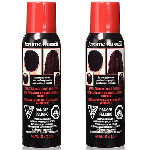 Jerome Russell Spray-On Hair Color & Thickener, Medium Brown - Instant Root Cover Up for Thinning & Fine Hair, Full Coverage, 3.5 oz, 2-Pack