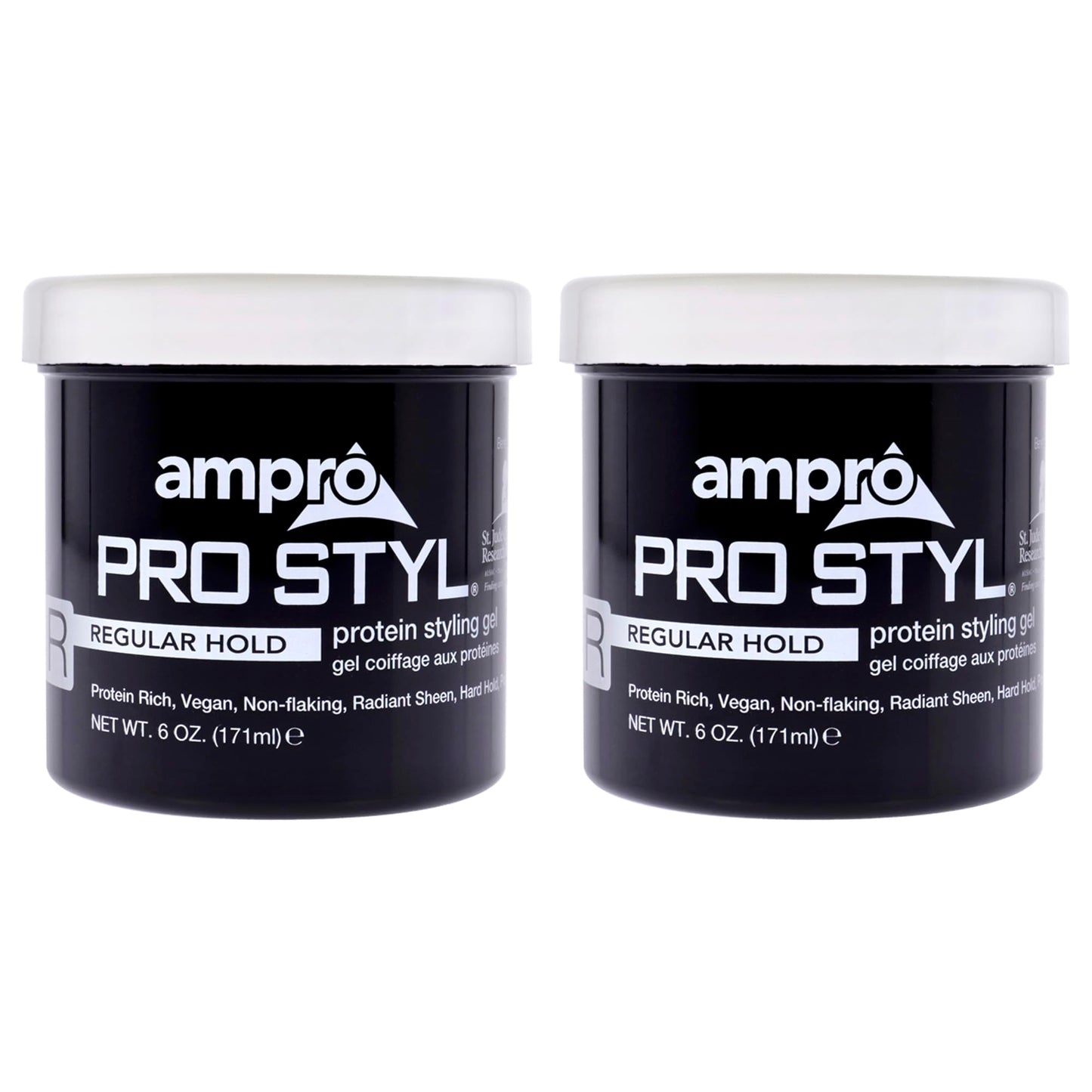 AmPro Pro Styl Styling Gel - Non-Flaking, Alcohol Free, Vegan Formula - Flexible, Touchable Hold for All Hair Textures - Regular - 2 pc