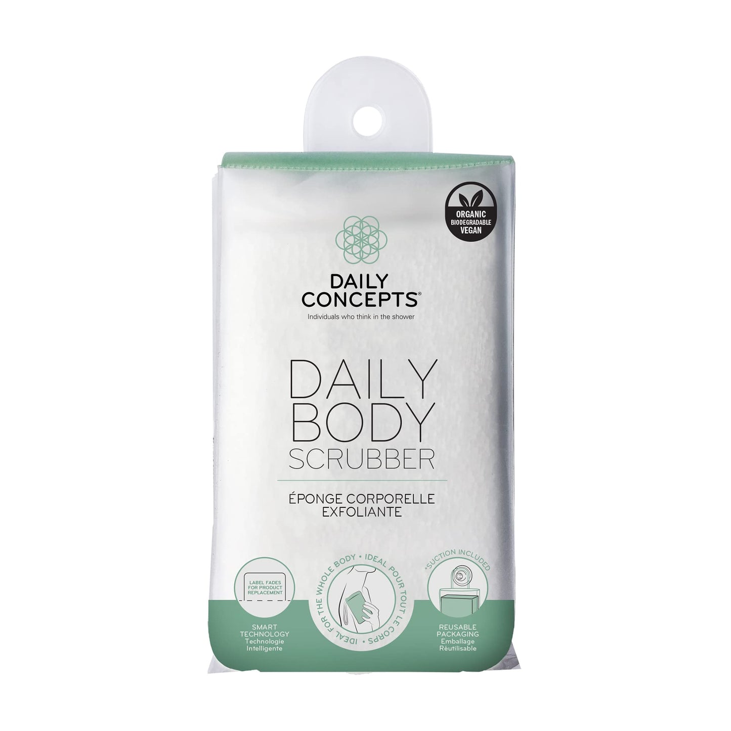 DAILY CONCEPTS Daily Body Scrubber, Soy-Based And Organic Cotton. For The Whole Body. The Bath Sponge Deeply Cleanses The Skin And Creates A Rich