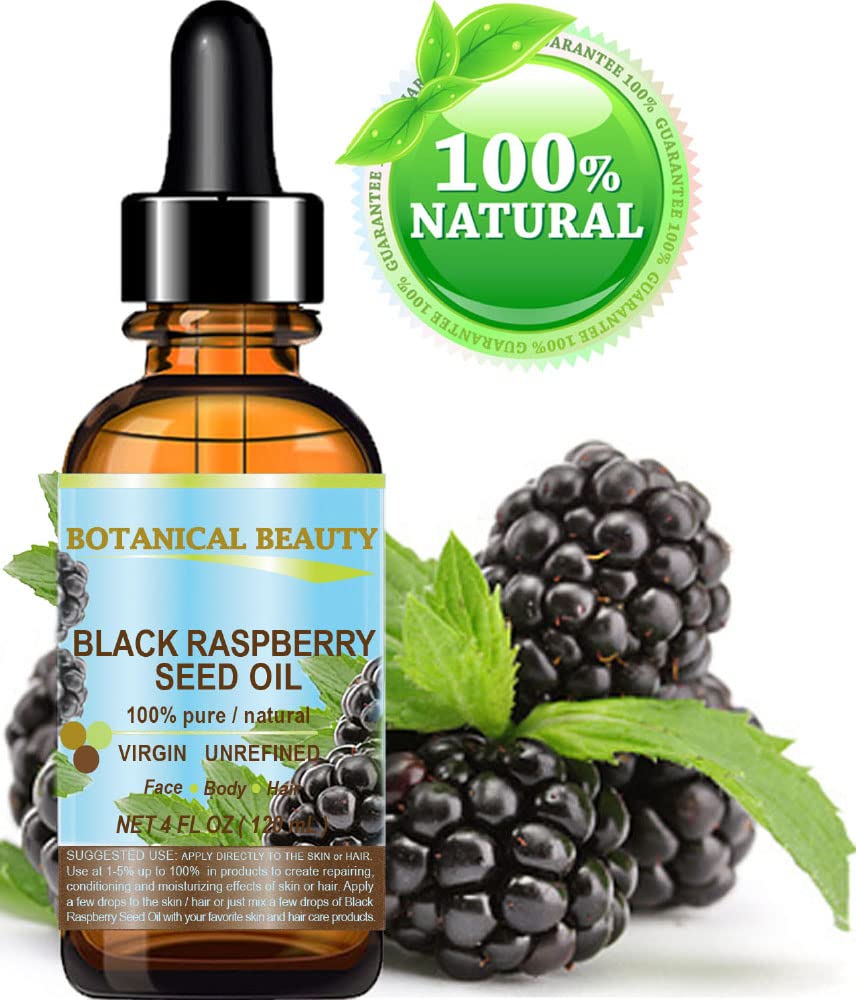 Botanical Beauty BLACK RASPBERRY SEED OI 100% Pure Natural Undiluted Virgin Unrefined Cold Pressed Carrier Oil for Face, Skin, Hair, Lip, Nails (4 Fl