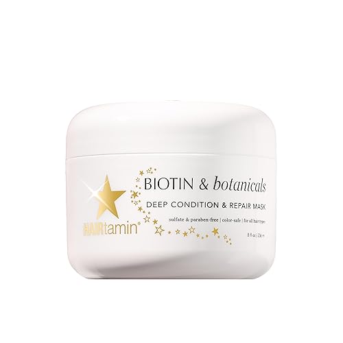 HAIRtamin Hair Conditioner - Biotin & Botanicals Deep Conditioning Mask for Dry, Damaged, Bleached Hair Repair, Moisturizing Hair Treatment for Curly